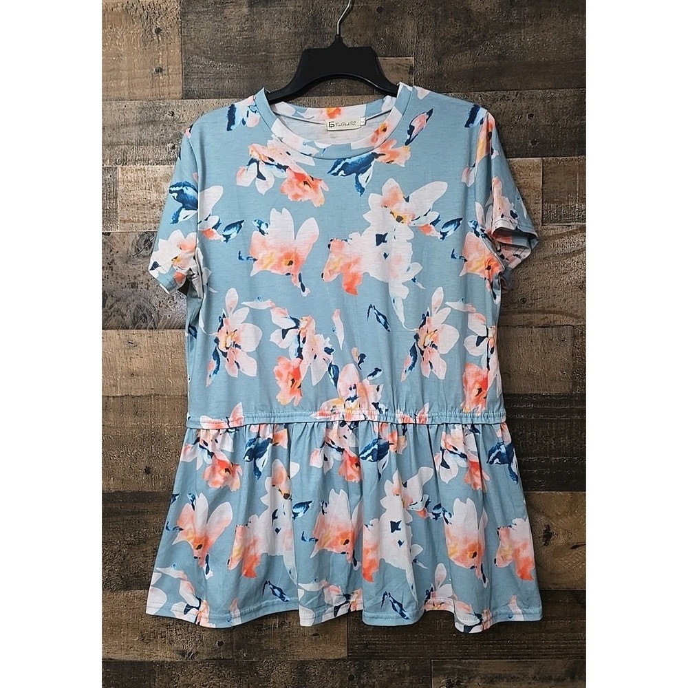 Free People Floral Top Women Large Elastic Waist Cottagecore Beach Boho Fairy